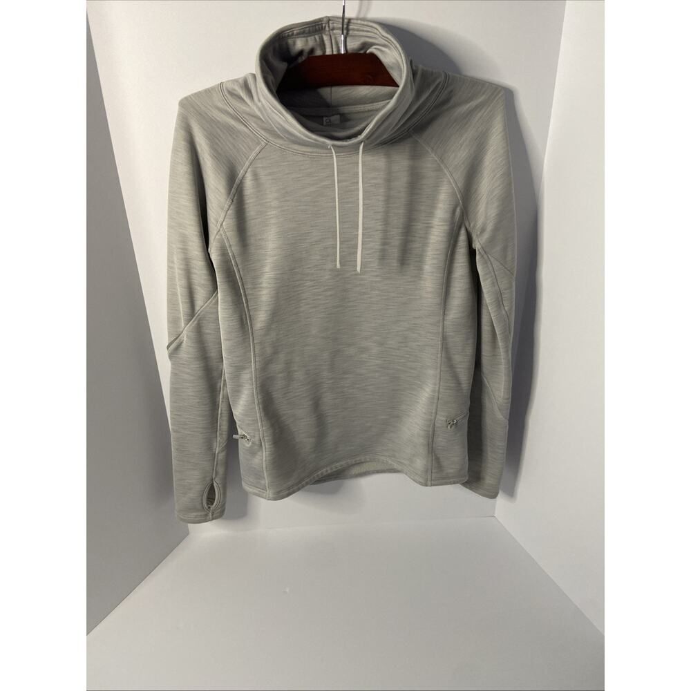 Gapfit Womens Pullover Turtleneck Fleece Lined Sweatshirt Size M Grey Thumbholes